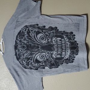 Russell Gray Tshirt Size XXL Davidson Wildcats Skull Graphic Shirt Sleeve Tee